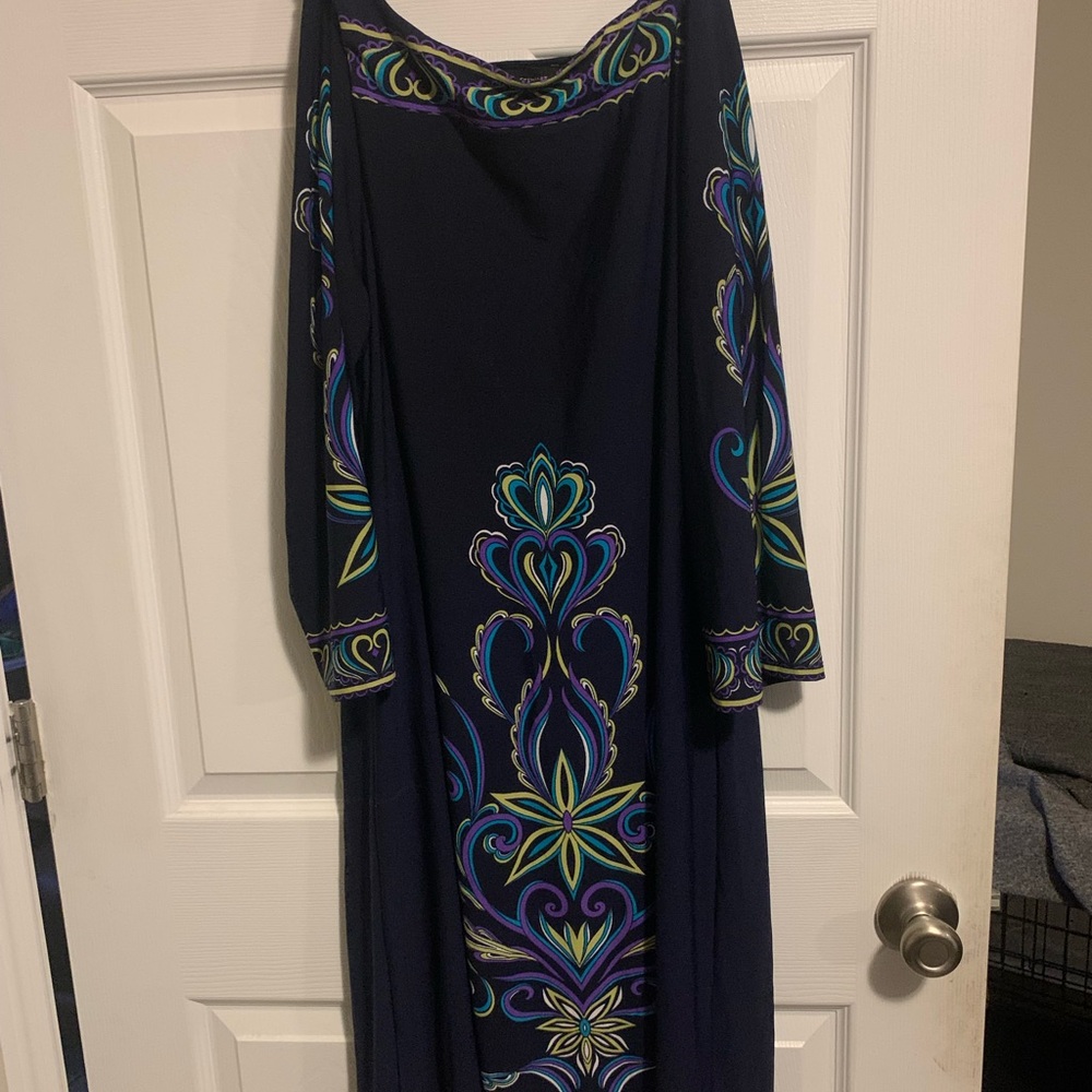 Ashley Stewart 22/24 Black Embellished Tiered Resort Gown